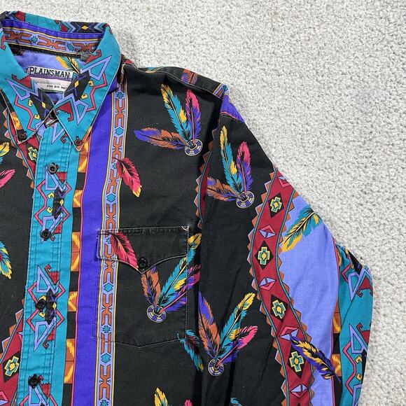 Plainsman Shirt Mens XL Western Aztec Long Sleeve Button Cowboy Rodeo - Picture 5 of 15